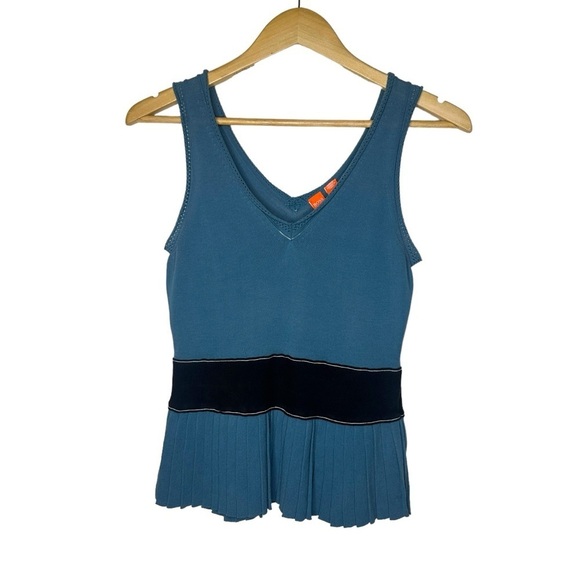 Hugo Boss Pleated Hem Knit Tank Swank Top Layering Shell Size M - Picture 1 of 7